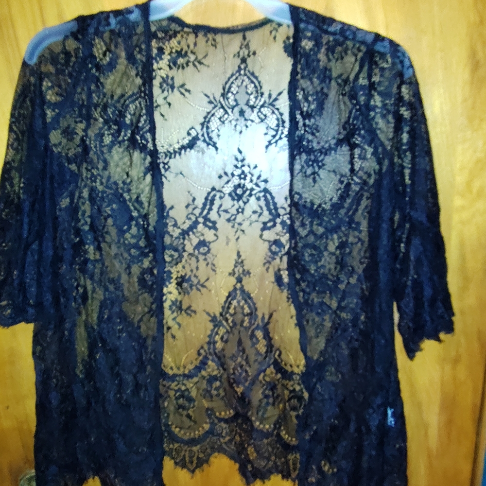SHEIN Black Lace Kimono